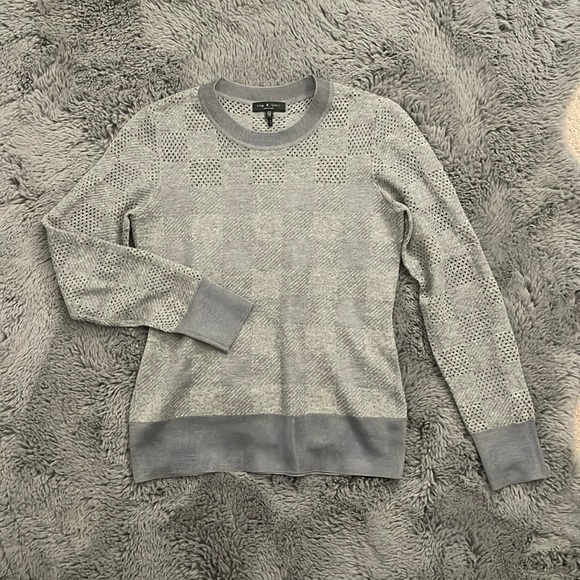 rag & bone Sweaters - Rag & Bone Gray Plaid Charlotte Crew Sweater